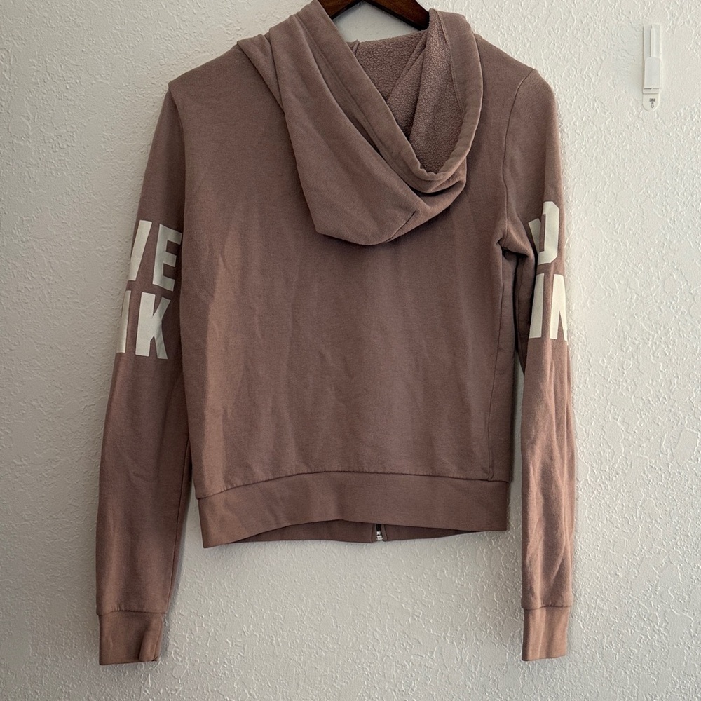 Victoria’s Secret Pink Dusty Rose Zip Hoodie Love Pink Logo Women’s Size Small - Picture 7 of 10
